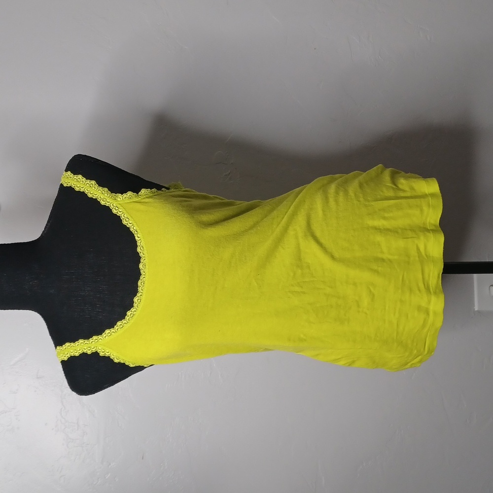Arizona Jean Co‎ Lime Green Lace Trim Cami Tank Top Large 100% Cotton